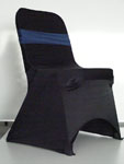 Black Chair Cover - Dark Blue Band