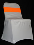 White Chair Cover - Bright Orange Band