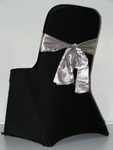 Black Chair Cover - Silver Sash