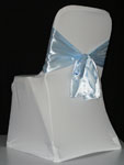 White Chair Cover - Light Blue Sash