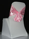 White Chair Cover - Pink Sash