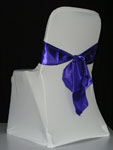 White Chair Cover - Purple Sash
