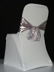 White Chair Cover - Silver Sash